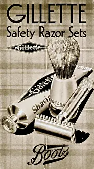 Razor: Advertisement for Gillette Safety Razor Sets from Boots