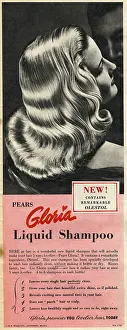 Shampoo: Advert for Gloria liquid shampoo by Pears in Picture Post, 2