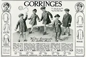 Gorringes: Advert for Gorringes childrens winter overcoats 1926