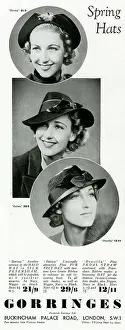 Gorringes: Advert for Gorringes women's spring hats 1937