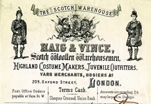 Kilt: Advert, Haig & Vince, The Scotch Warehouse