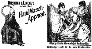 Homemaker: Advertising for hand wash apparatus, circa 1900