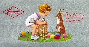Trumpf: advertising, Happy Easter, child and easter-bunny
