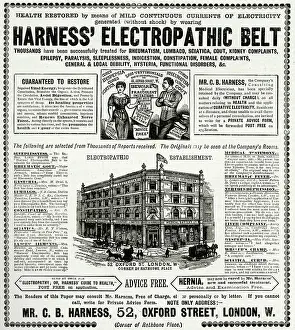 Electropathic: Advert for Harness Electropathic Belt 1889