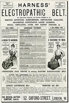 Claims: Advert for Harness Electropathic corset belts 1887