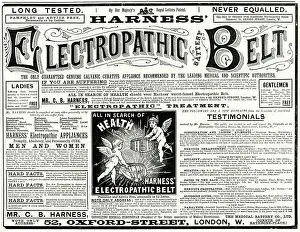 Electropathic: Advert for Harness Electropathic corset belts 1888