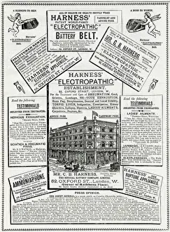 Electropathic: Advert for Harness Electropathic corset belts 1888