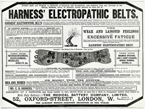 Electropathic: Advert for Harness Electropathic Corset Belts 1889