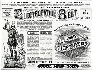 Claiming: Advert for Harness Electropathic corset belts 1892