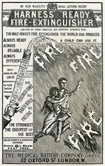 Extinguishing: Advert for Harness ready fire-extinguisher 1886