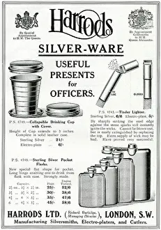 Collapsible: Advert for Harrods silver-ware 1914