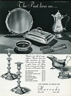 Coaster: Advert for Harrods silverware 1937