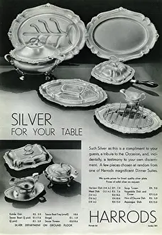 Silverware: Advert for Harrods silverware 1937