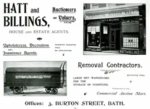 Billings: Advert for Hatt and Billings, Auctioneers and Valuers, Bath