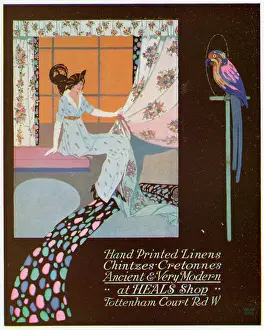 Linens: Advert for Heal's hand-printed linens 1914