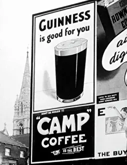 Hoarding: Advertising hoarding for Guinness and Camp Coffee