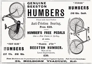 Bicycles: Advert for Humber bicycles 1889