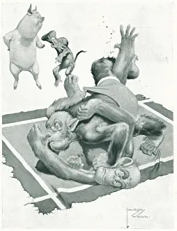 Wrestle: Advertisement Illustration Monkey Wrestle