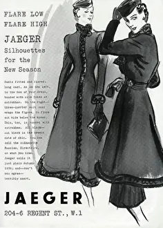 Overcoats: Advert for Jaeger long winter coats 1936