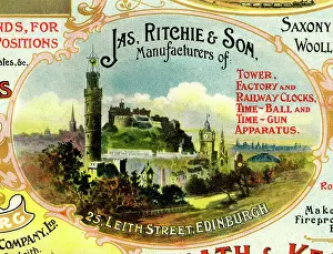 Clocks: Advert, James Ritchie & Son, Edinburgh, Scotland