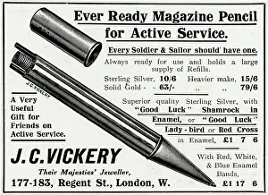 Vickery: Advert for J.C. Vickery pencil 1916