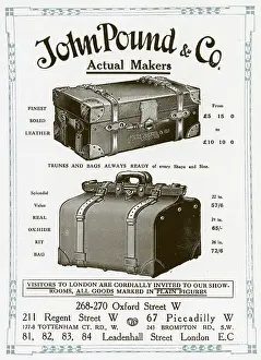 Advert for John Pound & Co travel trunks 1912