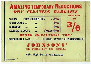 Bargain: Advertisement for Johnsons dry cleaners, Maidenhead