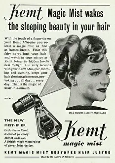 Hairspray: Advert for Kemt magic mist hairspray 1948