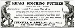Puttees: Advert for khaki stocking puttees