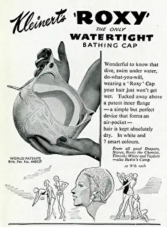 Kleinerts: Advert for Kleinert's Roxy watertight bathing caps 1948