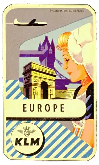 Advertisement for KLM flights to European cities