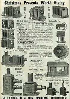 Mahogany: Advert for Lancaster & Sons bellows cameras 1886