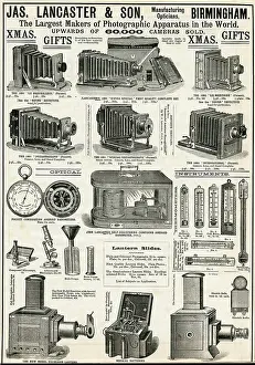Folding: Advert for Lancaster & Sons bellows cameras 1890