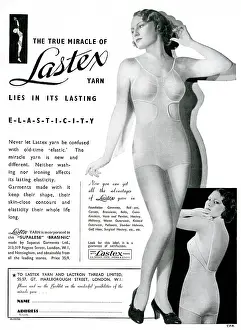 Elasticity: Advert for Lastex women's corset 1934