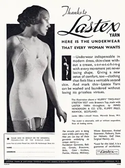Corsets: Advert for Lastex - women's underwear 1934