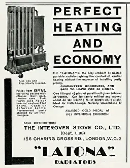 Radiators: Advert for Latona radiators 1933