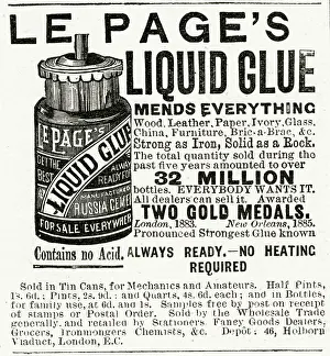 Mends: Advert for Le Page's liquid glue 1884