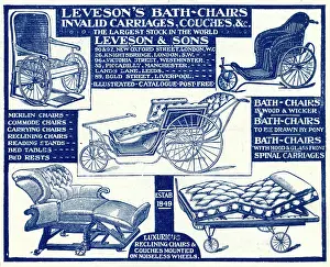 Leveson: Advert for Leveson's invalid & bath chairs 1908