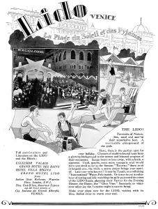 Centred: Advert for the Lido, Venice, 1927