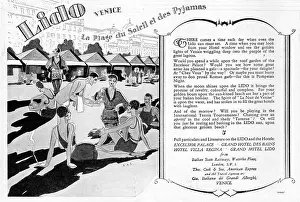 Plage: Advert for the Lido, Venice, 1927