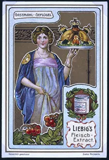 advertisement for Liebig's meat extract on a menu Gastmahl