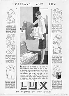 Dyes: Advert for Lux, soap powder, with hints for holiday