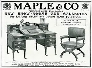 Castors: Advert for Maple & Co. library table & chair 1904