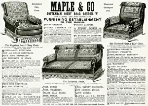 Upholstered: Advert for Maple & Co easy chairs 1890