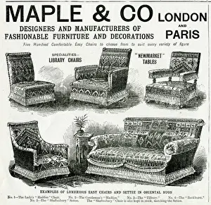 Settee: Advert for Maple & Co oriental sytle easy chairs 1900