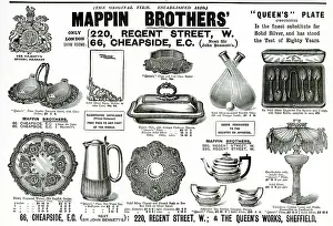 Tongs: Advert for Mappin Brothers solid silver items 1895