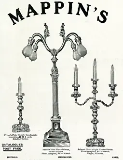 Holders: Advert for Mappin & Webb electic candelabras 1906