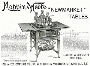 Foldout: Advert for Mappin & Webb foldout drinks table 1895