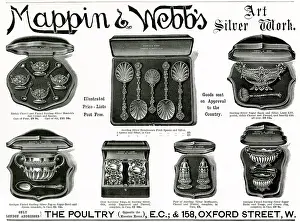 Serviette: Advert for Mappin & Webb silver items 1892