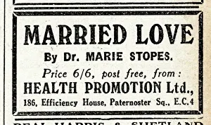 Promotion: Advert, Married Love by Dr Marie Stopes